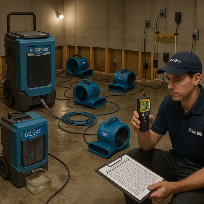 Structural Drying and Dehumidification process in Mentor-on-the-Lake, OH